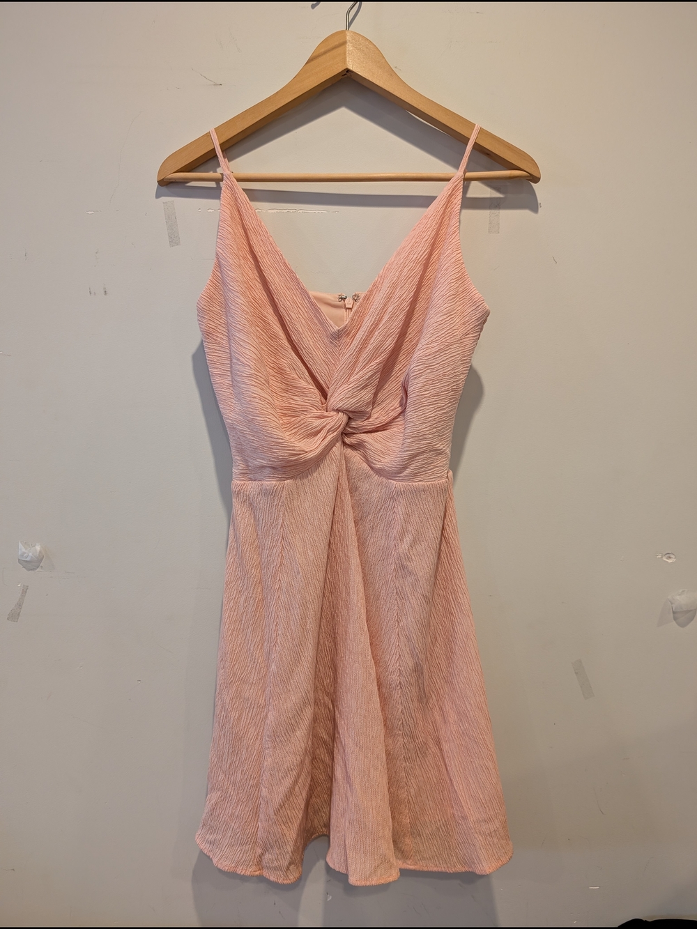 Abercrombie Fitch Blush Pink Knot-Front Mini Dress Sz MP Balletcore Spring Brunc